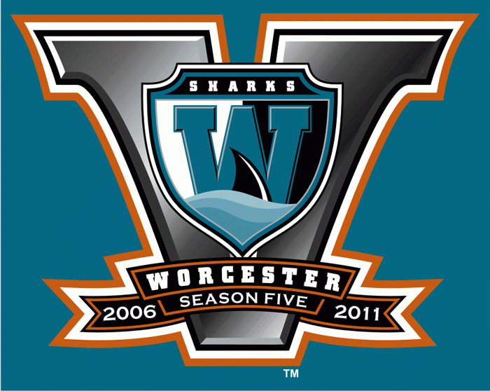 Worcester Sharks 2010 11 Anniversary Logo iron on transfers for T-shirts